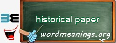 WordMeaning blackboard for historical paper